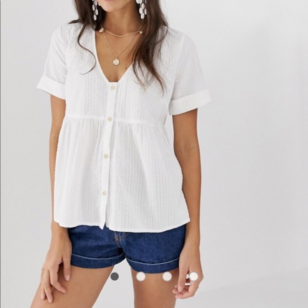 ASOS Design Button Through Smock Sun Top Blouse